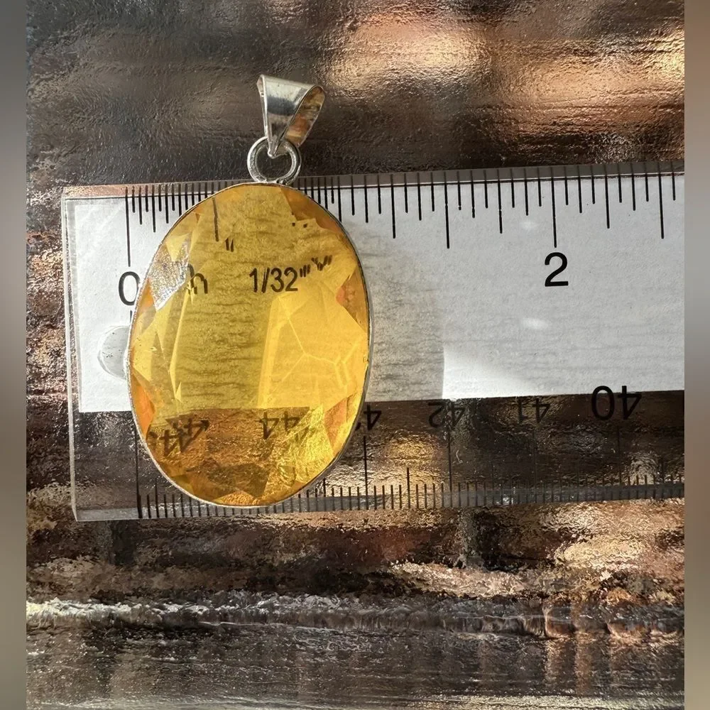 Yellow Glass 925 Silver Pendant